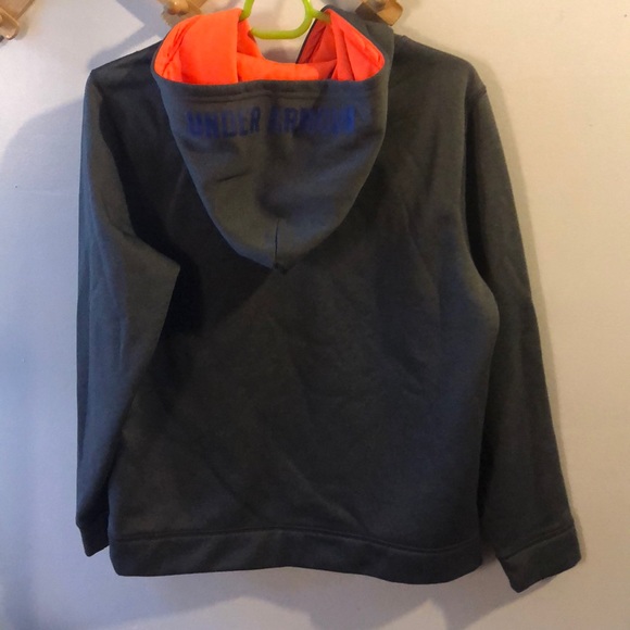 Under armour gray orange hoodie size YMD - Picture 2 of 2